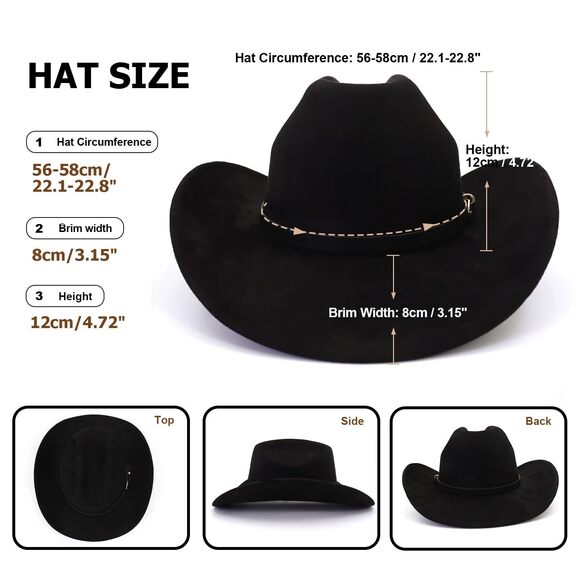 2841 Cowboy Hat Cowgirl Men\'s & Women\'s Wide Brim Felt Fedora main image 7